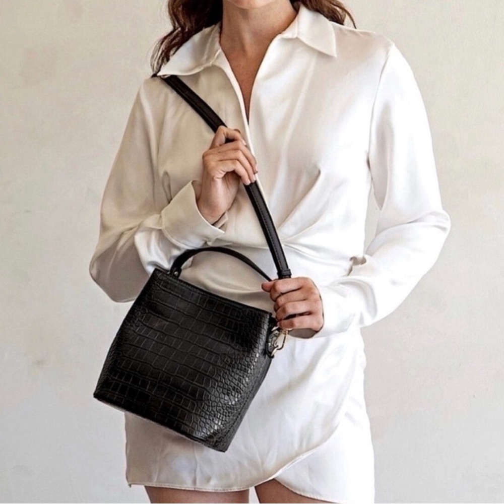 AOTA Black Croc-Embossed Women's Bag - Picture 9 of 9